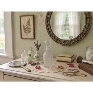 Vintage Avon Diamond Point Clear Glass Decanter With Stopper | Mid Century Decor